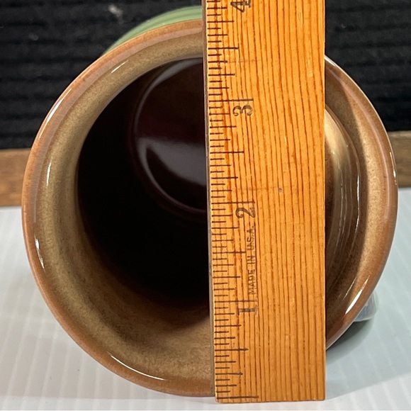 Clay in Motion Pottery Hand Warmer Mug Signed Neher Drip Glazed Green Blue Brown - Picture 5 of 11